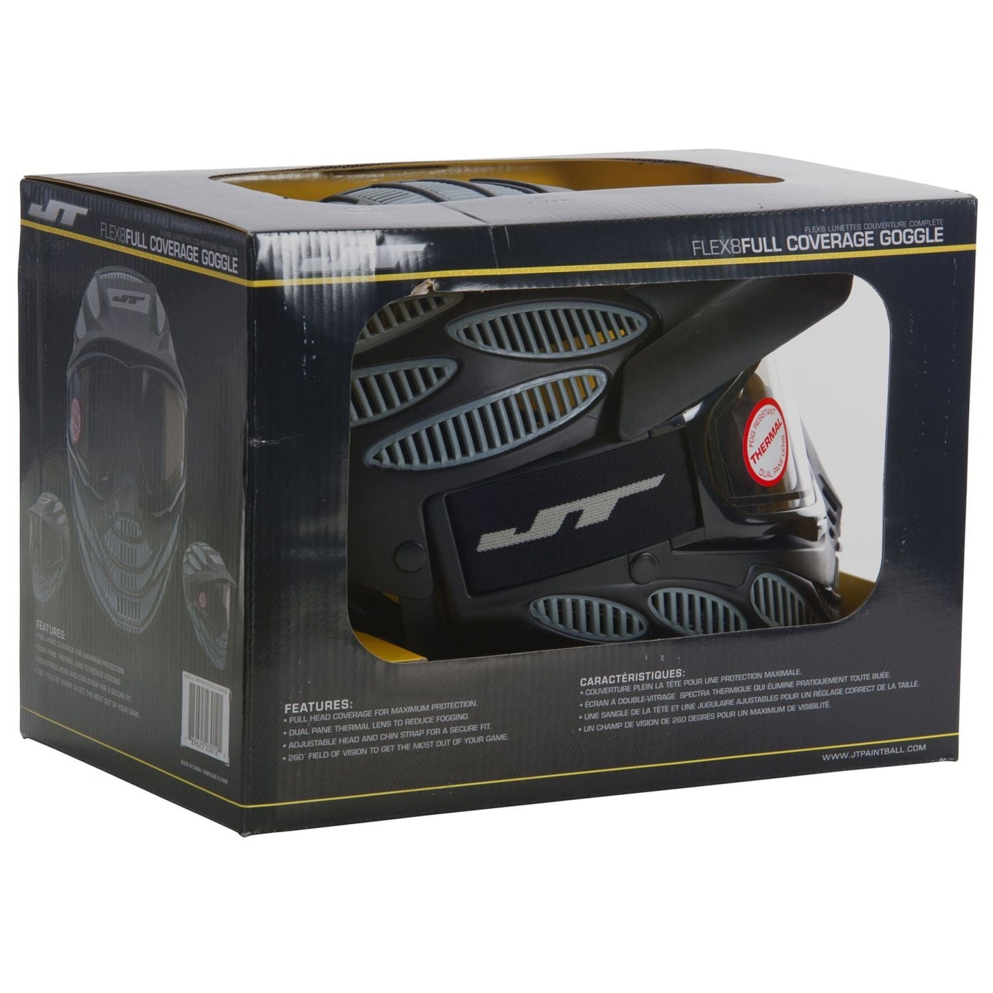 Máscara de paintball de cobertura completa JT Flex 8 negra/gris