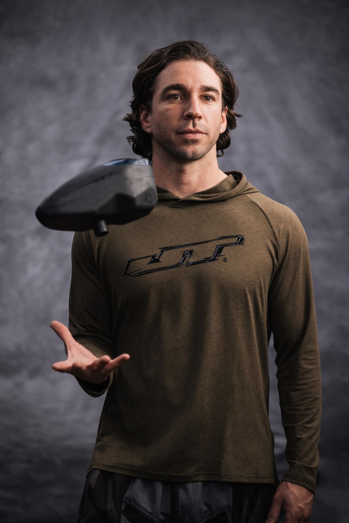 Sweat à capuche JT Venture Breeze - Olive avec logo noir
