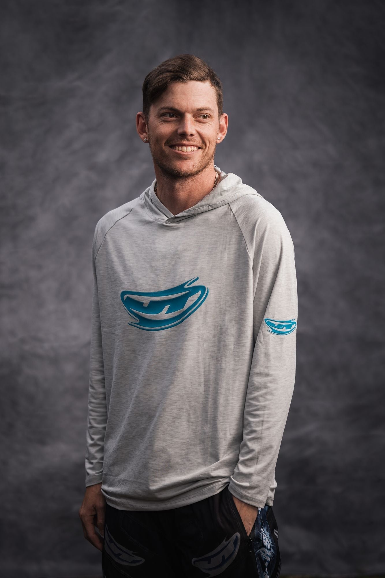 Sweat à capuche JT Venture Breeze - Gris avec logo bleu