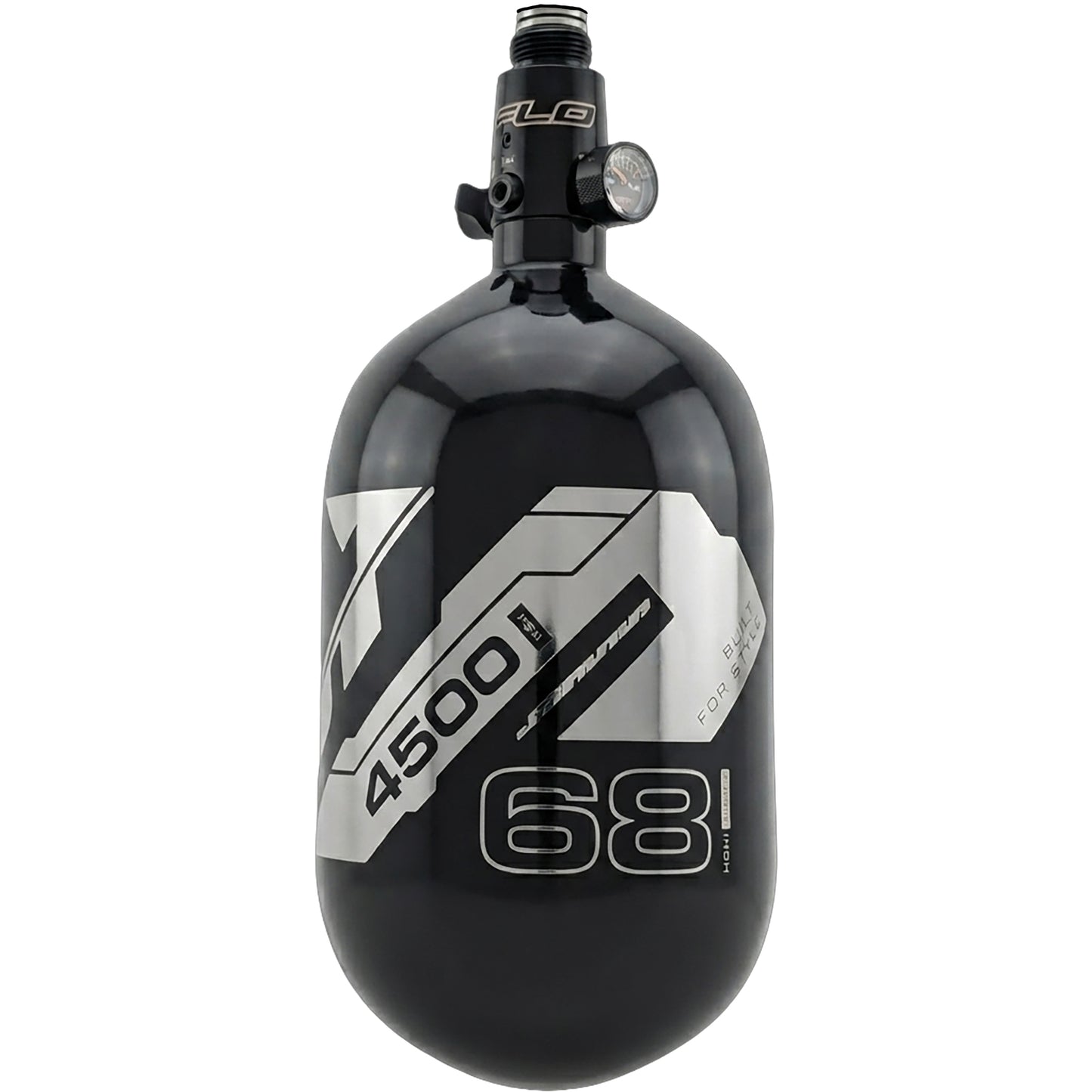 JT Ultra Light 68ci Tank w/ FLO Pro Reg - Black with Chrome Mirror Logo