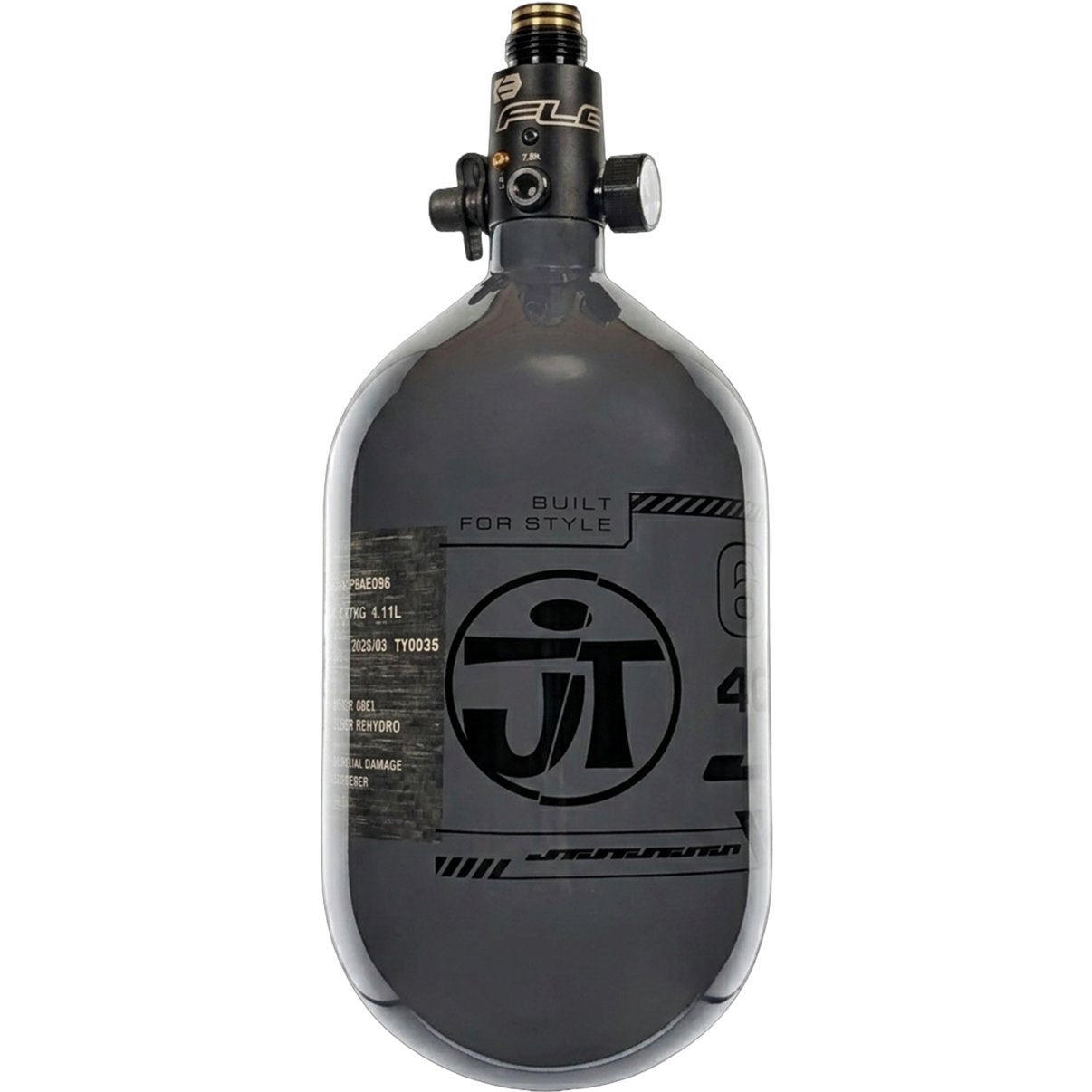 JT Ultra Light 68ci Tank w/ FLO Pro Reg - Grey with Black JT logo