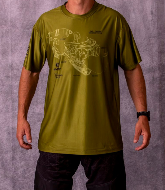Empire Stretchy Soft T Shirt - EVS Schematics - Olive