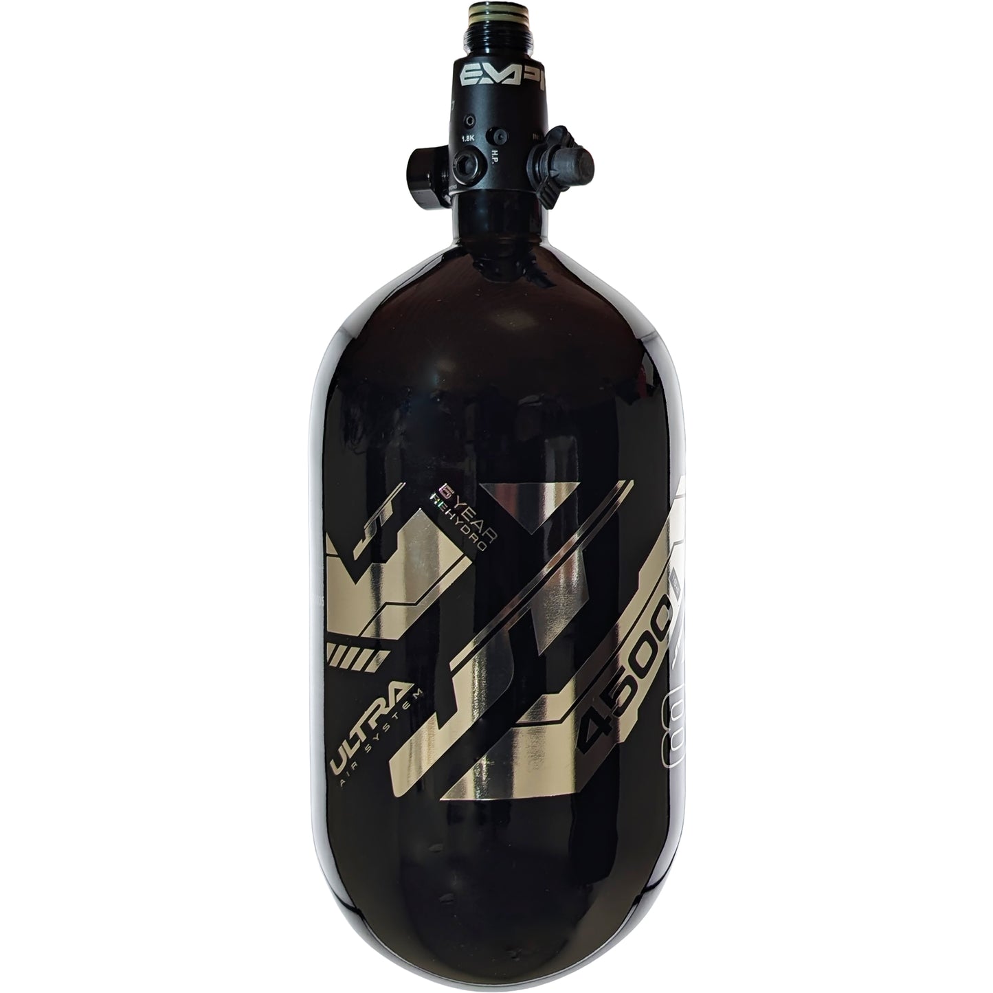 JT Ultra Light 80ci Tank w/ FLO Pro Reg - Black with Chrome Mirror Logo