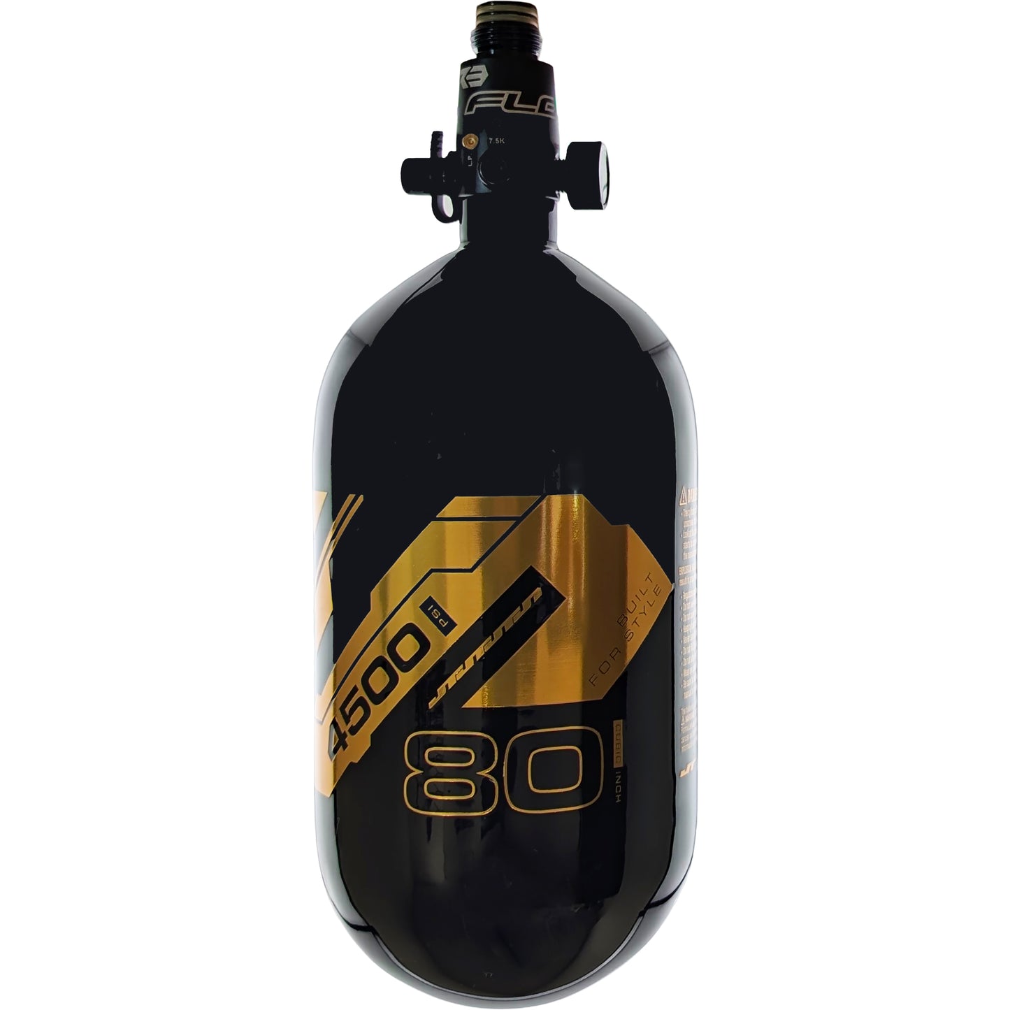 JT Ultra Light 80ci Tank w/ FLO Pro Reg - Black with Gold Mirror Logo