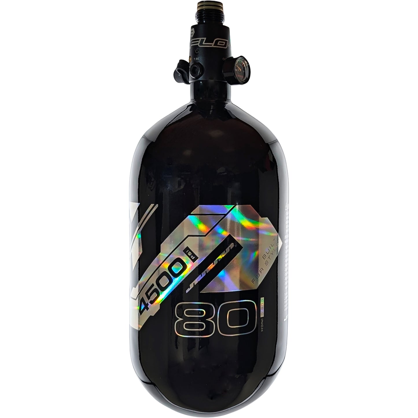 JT Ultra Light 80ci Tank w/ FLO Pro Reg - Black with Spectral Fade Logo