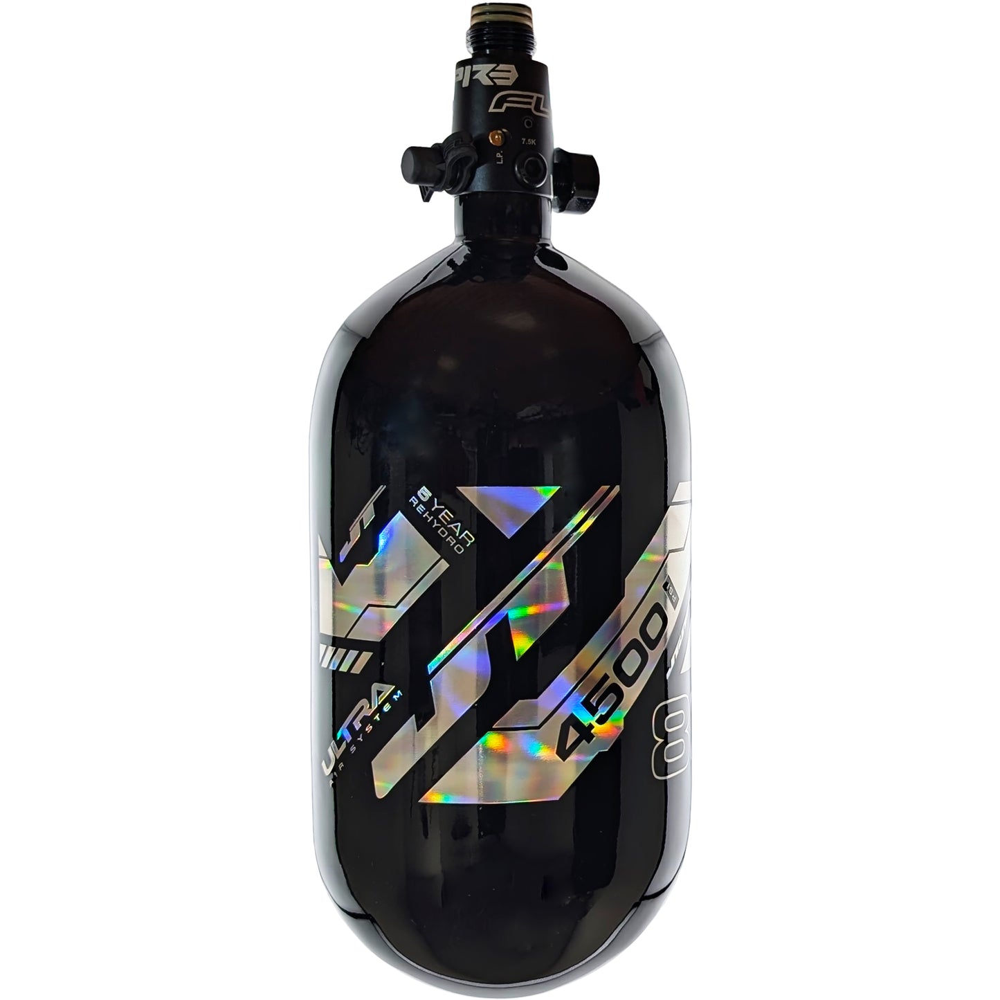 JT Ultra Light 80ci Tank w/ FLO Pro Reg - Black with Spectral Fade Logo