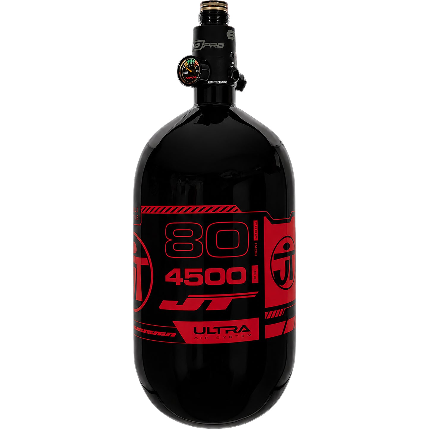 JT Ultra Light 80ci Tank w/ FLO Pro Reg - Black with Red Logo
