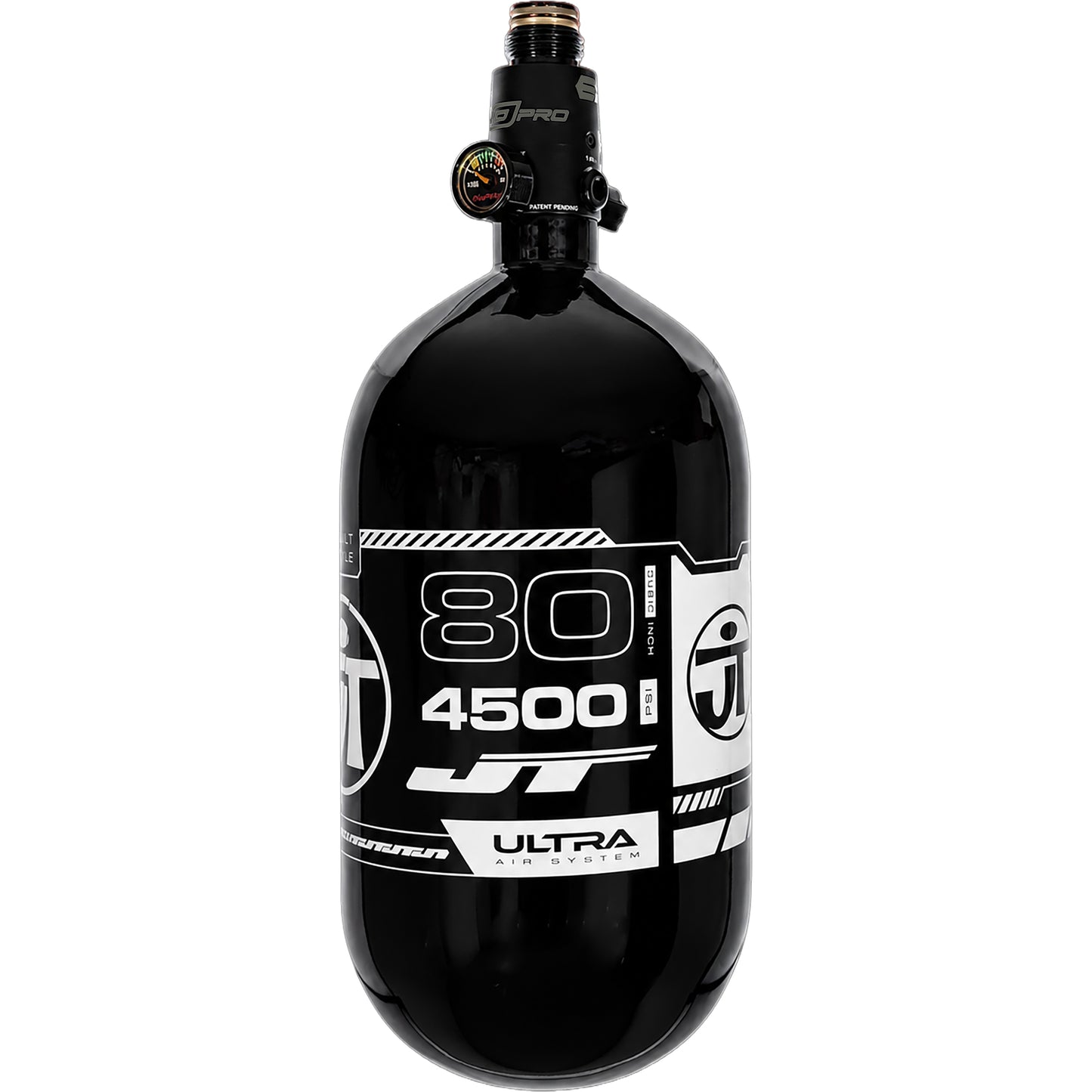 JT Ultra Light 80ci Tank w/ FLO Pro Reg - Black with White Logo