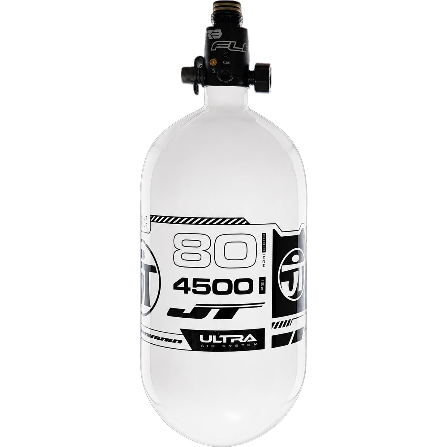 JT Ultra Light 80ci Tank w/ FLO Pro Reg - White with Black Logo
