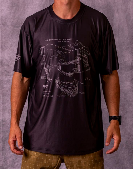 JT Stretchy Soft T Shirt  - Pro Flex Schematics - Black