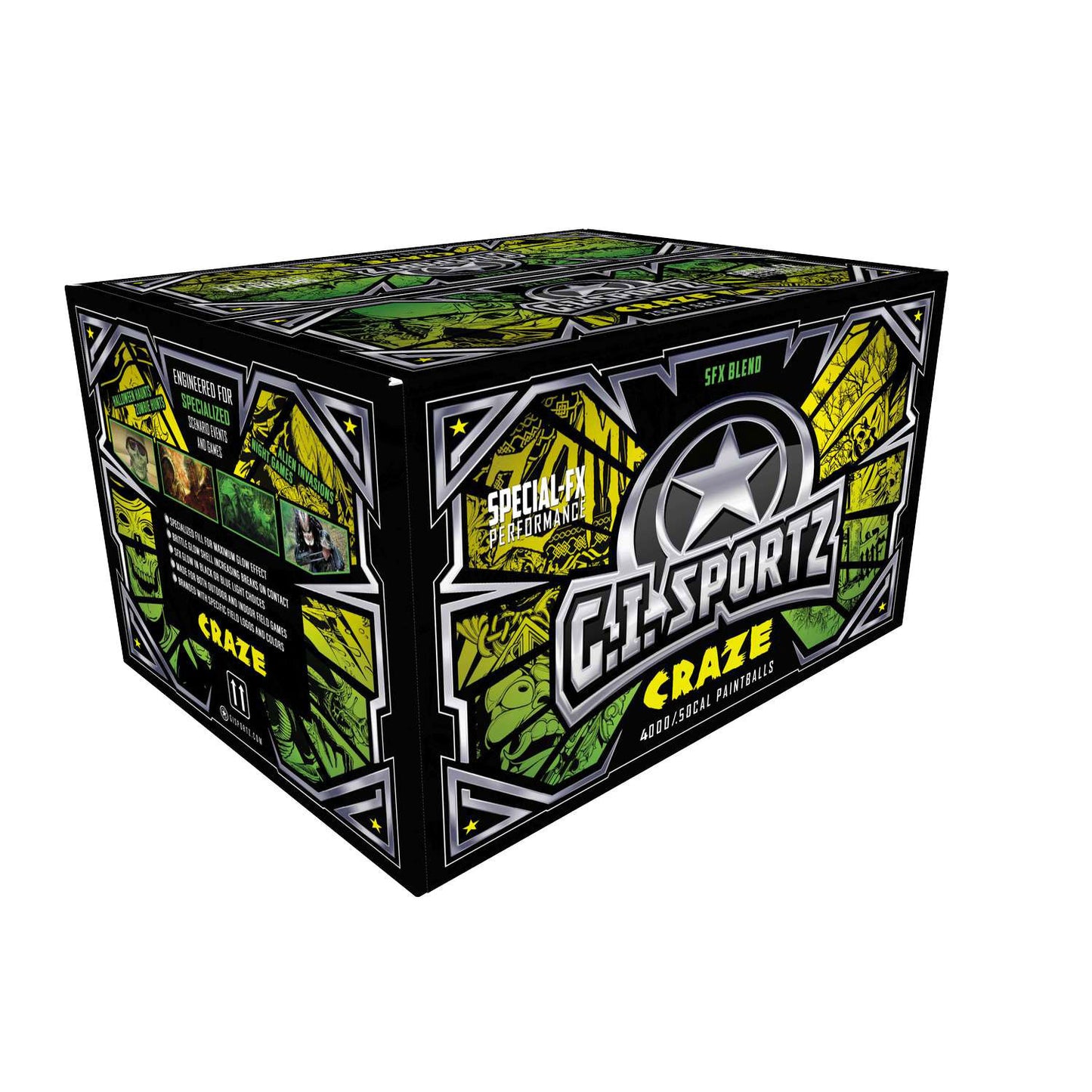 .50 Cal - G.I. Sportz CRAZE Paintballs - Adv Opaque Craze Shell - Craze Fill