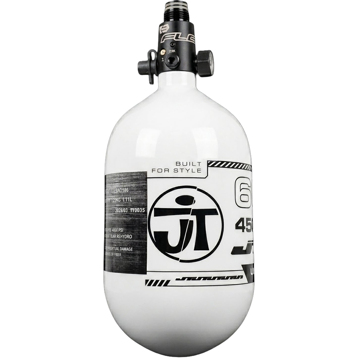 JT Ultra Light 68ci Tank w/ FLO Pro Reg - White with Black Logo
