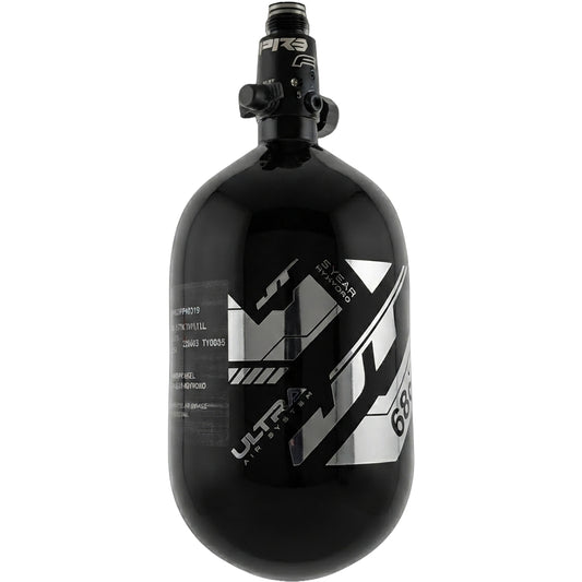 JT Ultra Light 68ci Tank w/ FLO Pro Reg - Black with Chrome Mirror Logo