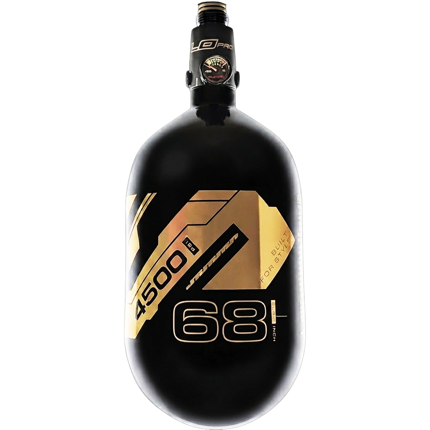 JT Ultra Light 68ci Tank w/ FLO Pro Reg - Black with Gold Mirror Logo
