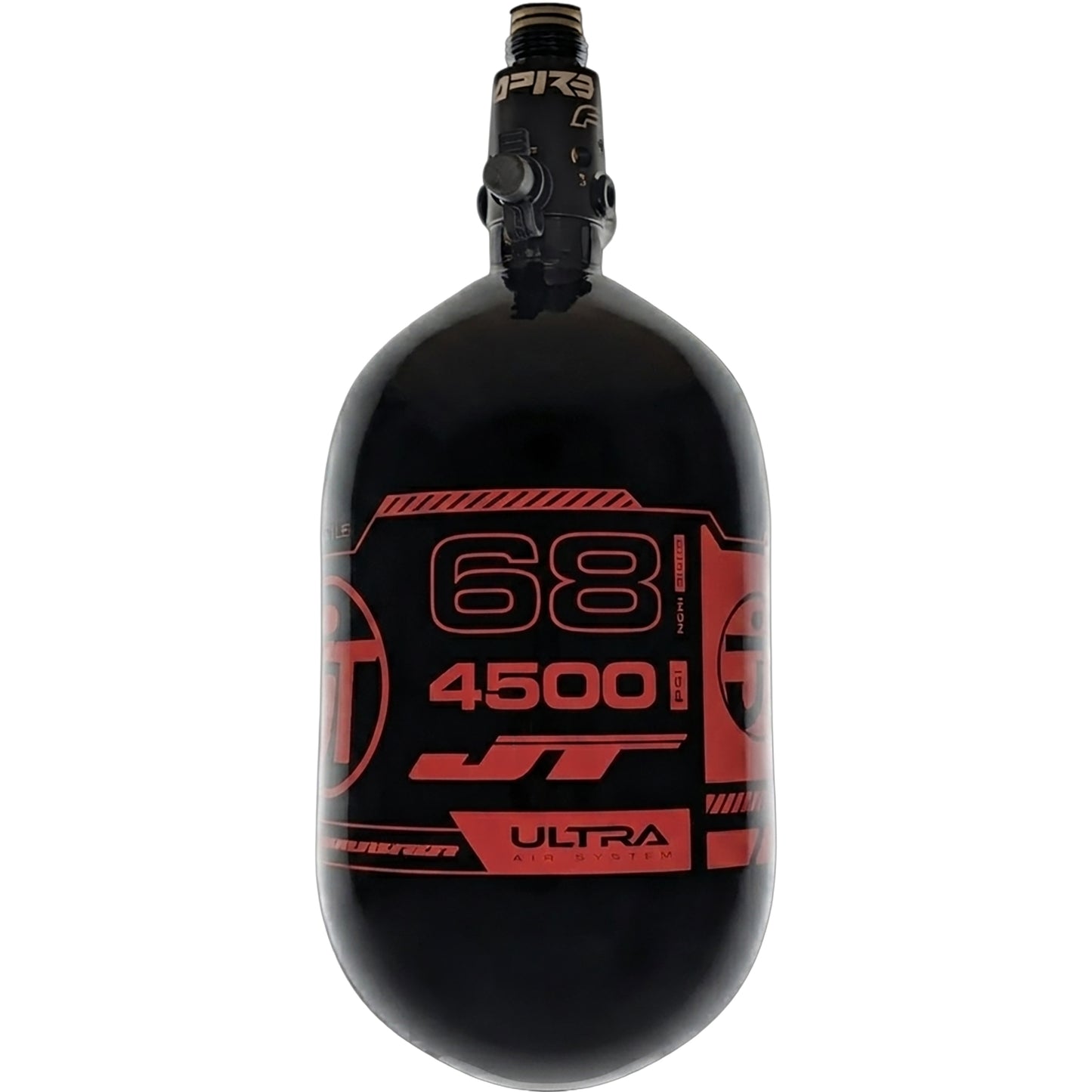 JT Ultra Light 68ci Tank w/ FLO Pro Reg - Black with Red Logo