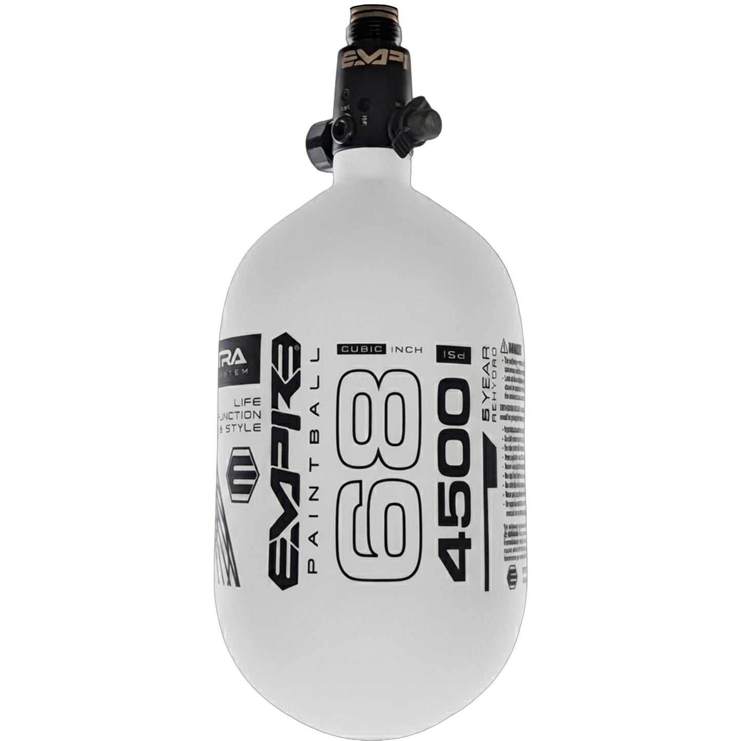 Empire Ultra Light Tank With FLO PRO - 68ci - White Tank with Black Logo