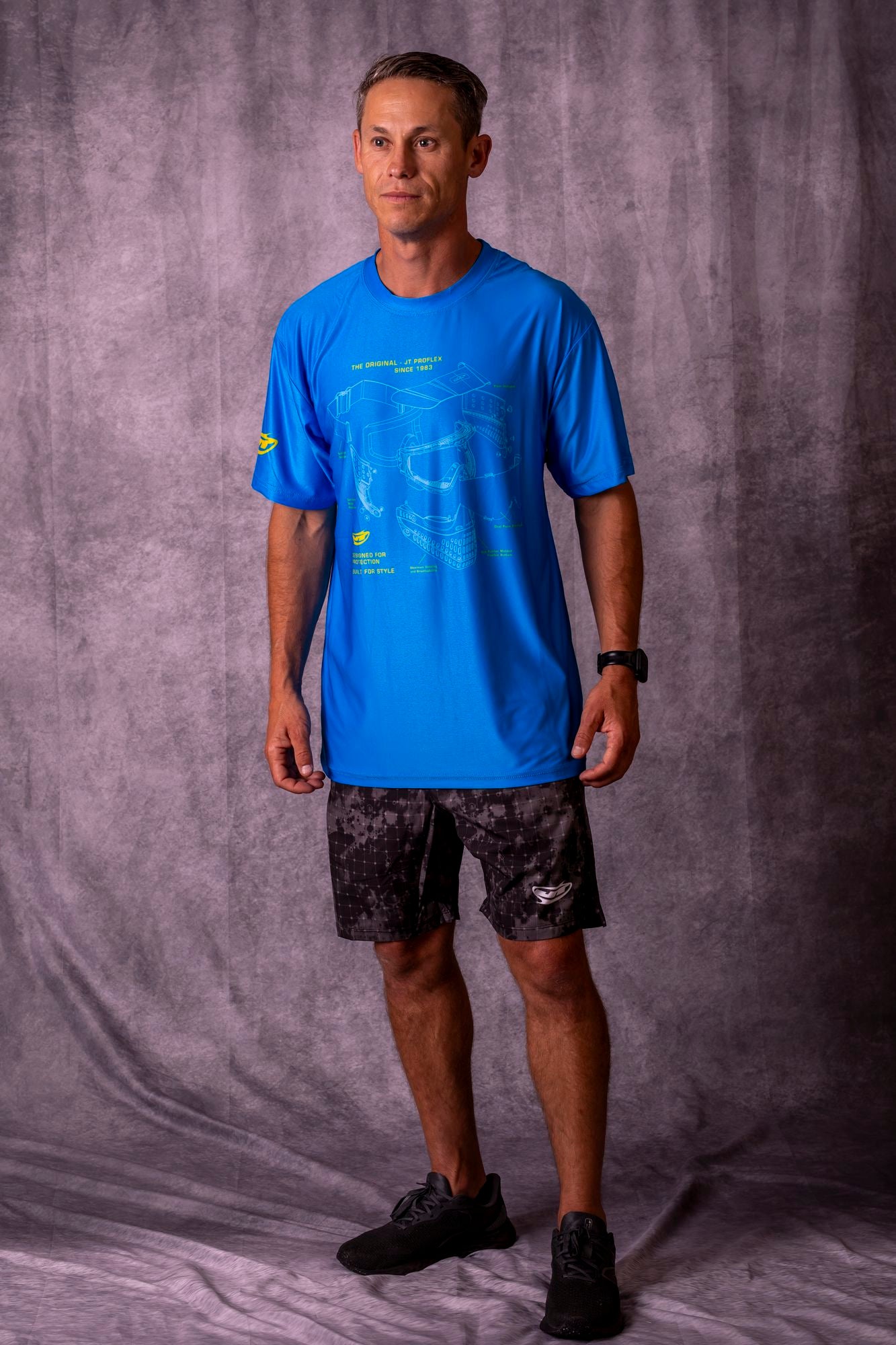 JT Stretchy Soft T Shirt  - Pro Flex Schematics - Blue