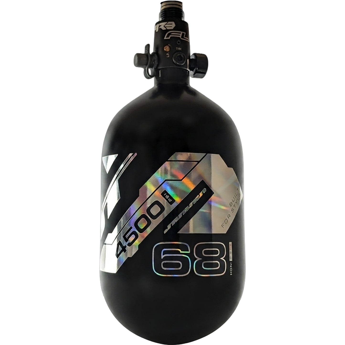 JT Ultra Light 68ci Tank w/ FLO Pro Reg - Black with Spectral Fade Logo
