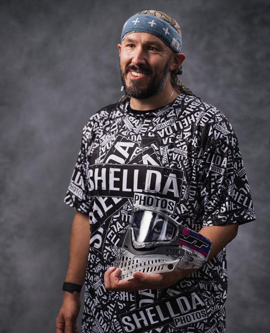 Shellda All Over Black Stretch Air T-shirt