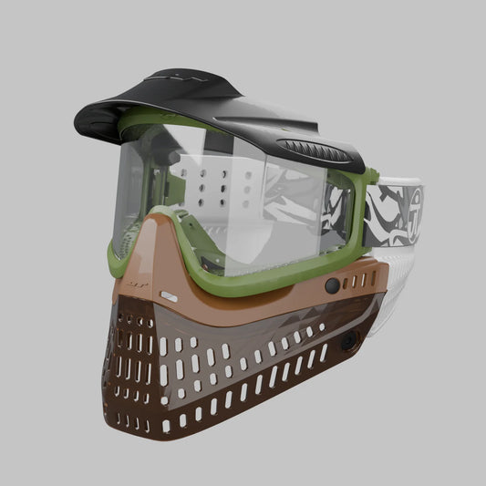 QLS Olive w/ Brown Nose Faceplate and Black ears (three_quarter)
