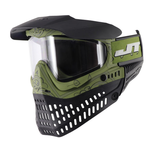 JT Bandana Series Proflex Paintball Mask - Green w/ Clear Thermal Lens