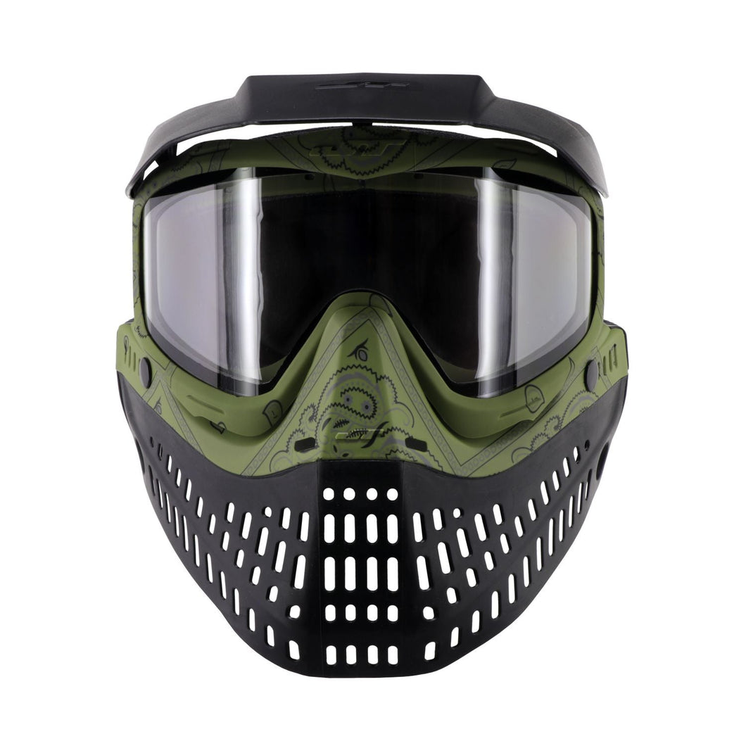 JT Bandana Series Proflex Paintball Mask - Green w/ Clear Thermal Lens