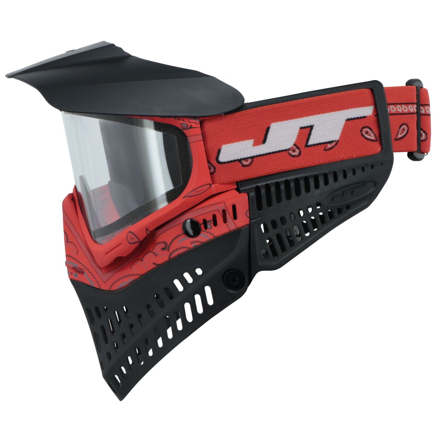 JT Bandana Series Proflex Paintball Mask - Red w/ Clear and Smoke Thermal Lens