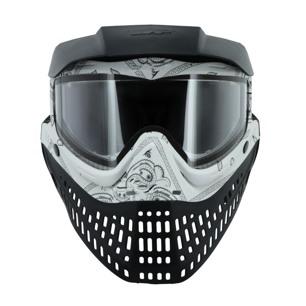 JT Bandana Series Proflex Paintball Mask - White w/ Clear and Smoke Thermal Lens